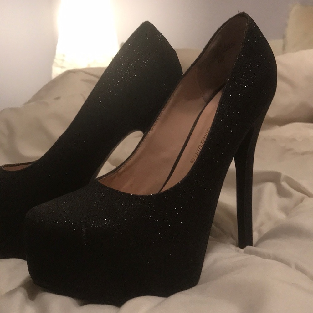 Black sparkly heels